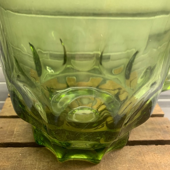 Vintage Hazel Atlas Avocado Green Small Thumbprint Tea/Water Pitcher - Picture 2 of 8